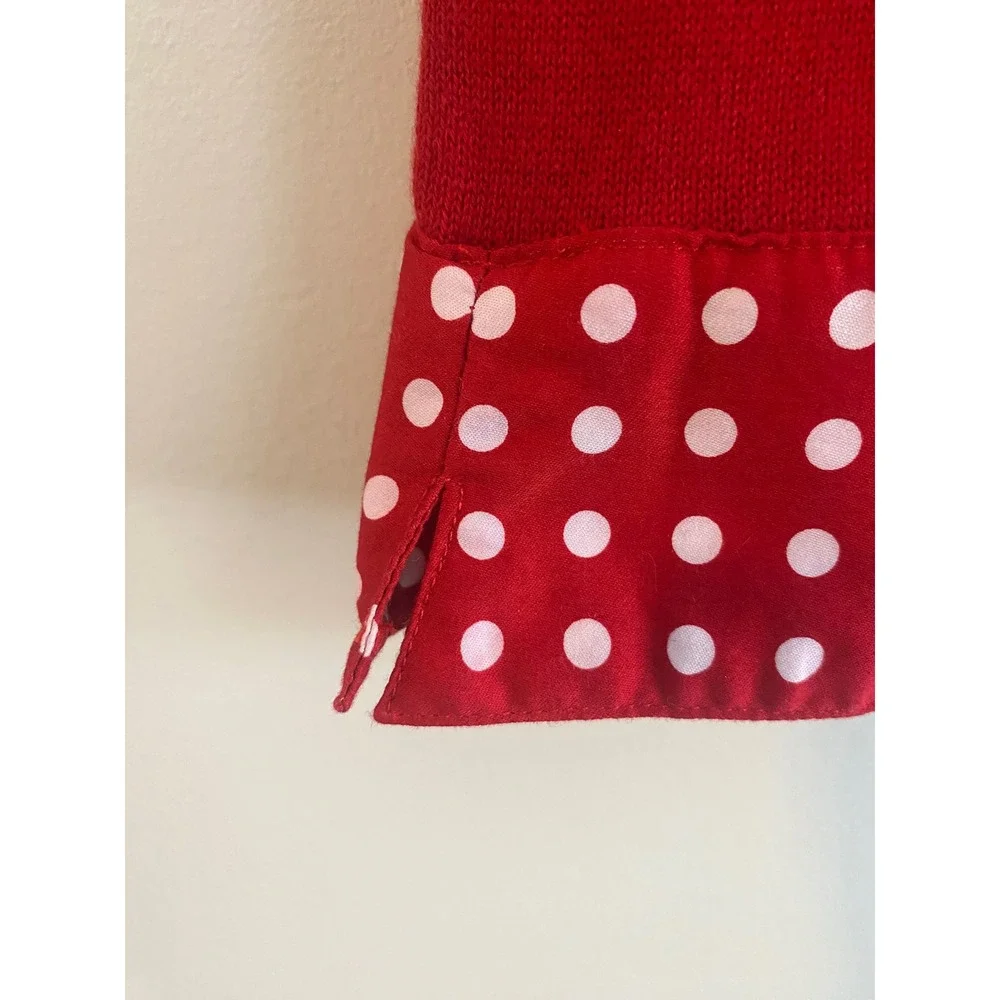 Jones NY Signature Snap Front Red Polka Dot Knit Cardigan Top Size S - Picture 6 of 9